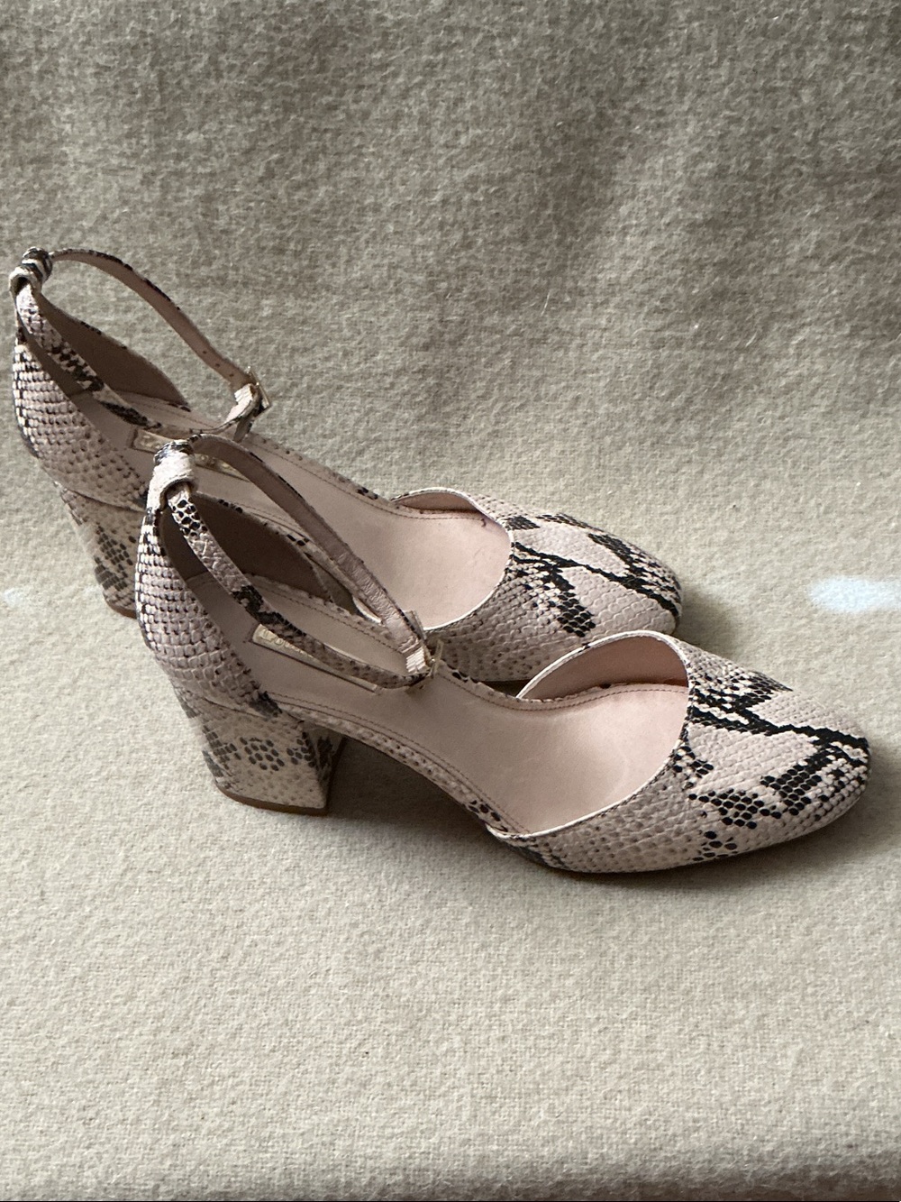 Louise et Cie Blush Snake-Print Block Heel Slingbacks